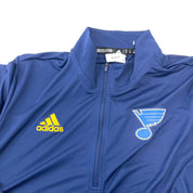 Brand New Player Issued St. Louis Blues Navy Adidas Quarter Zip | X479