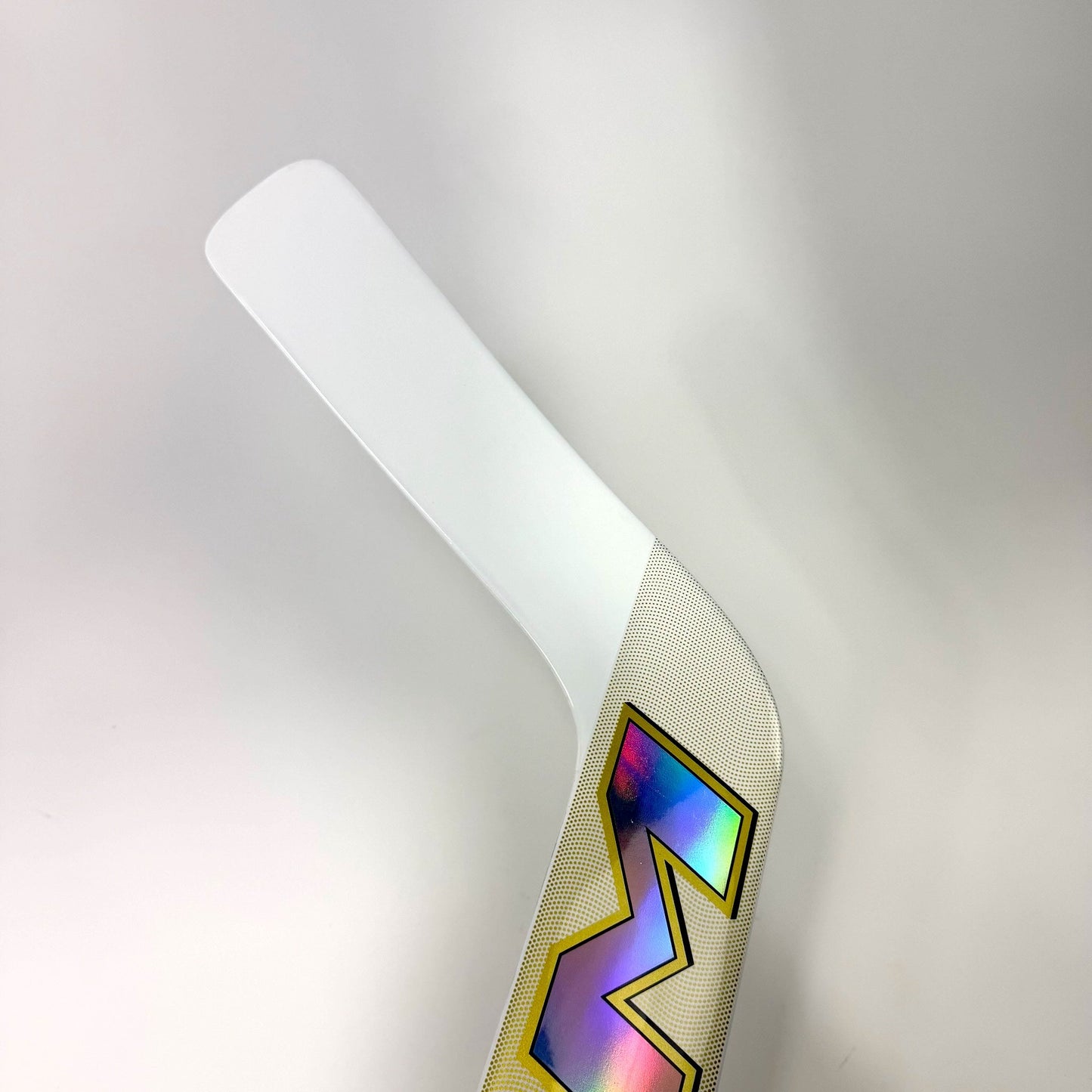 New Regular White/Gold CCM Tacks XF Pro Goalie Stick | 25" Paddle P31 Curve Grip | AB976