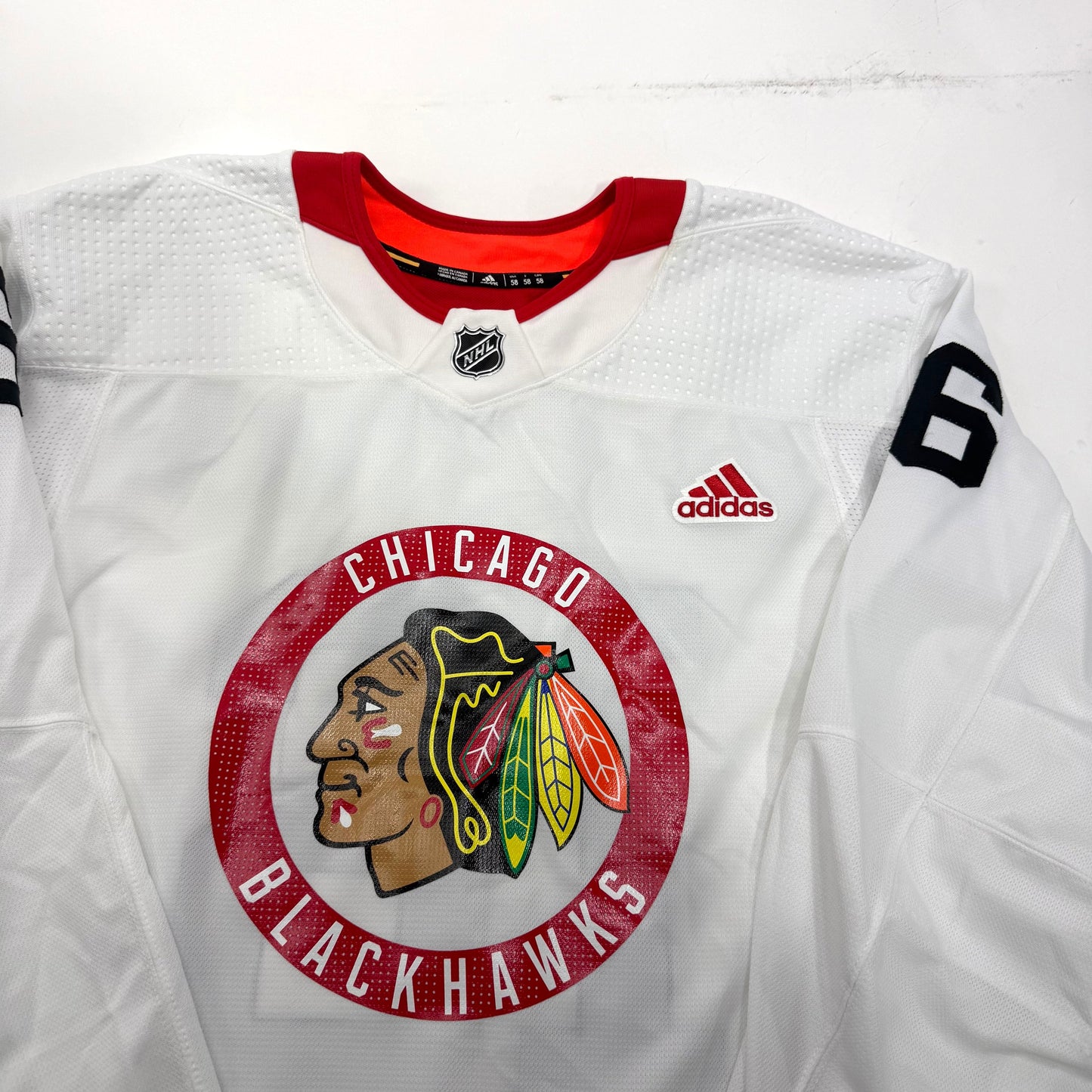 Used White Chicago Blackhawks Adidas MIC Practice Jersey | Size 58 | Dahlstrom #16