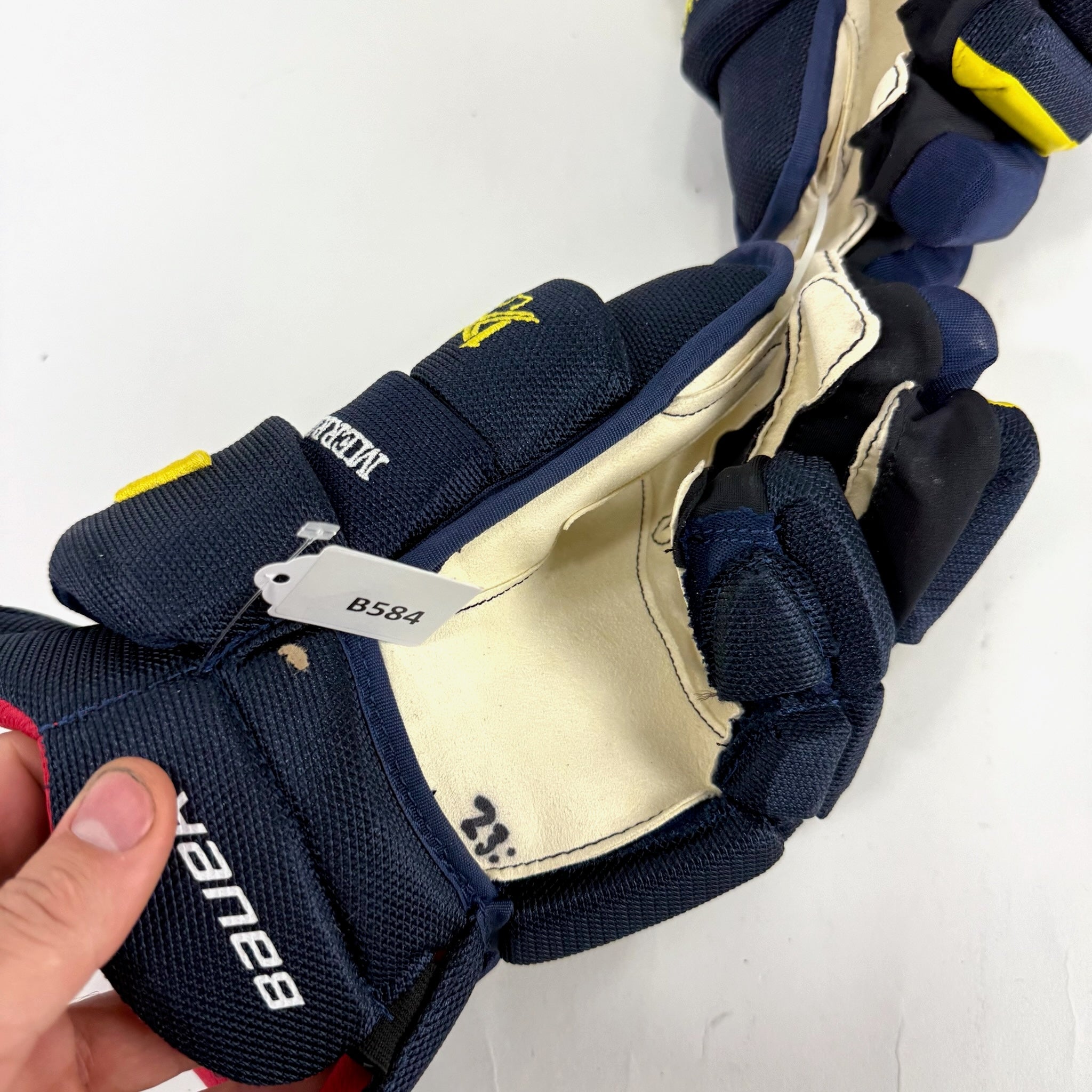 New Navy and Yellow Bauer Vapor 1x Pro Lite Gloves | 15" | B584 - Top Flight Hockey
