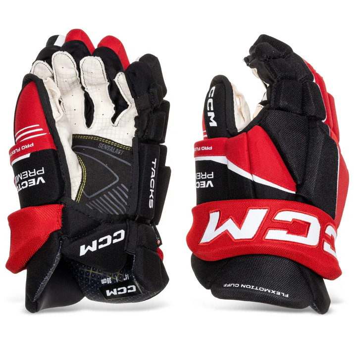 New CCM Black/Red Tacks Vector Premier Gloves | 13" | #191520832452 - Top Flight Hockey