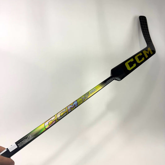 New Regular Black/Gold CCM Tacks XF Pro Goalie Stick | 25" Paddle P31 Curve Grip | AB974 - Top Flight Hockey