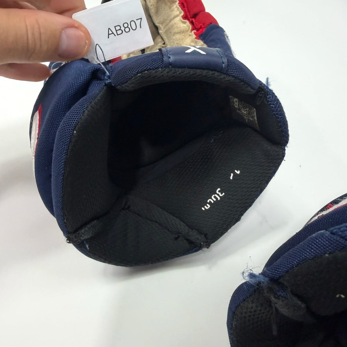 Used Blue Red White Bauer Hyperlite Gloves | 12" | AB807