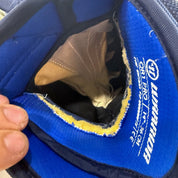 Used Navy STL Blues Warrior QR1 Pro Gloves | 14" | Scandella | D175 - Top Flight Hockey