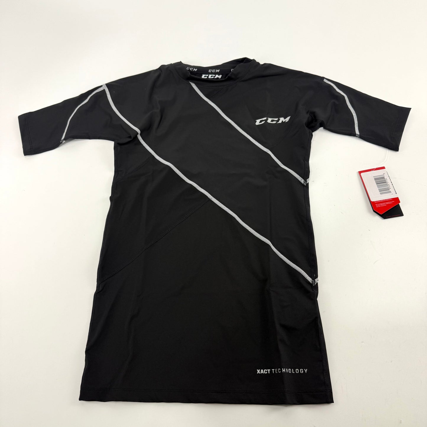 New Black CCM Mens Short Sleeve XAct Compression Top | Right Logo | Senior S - Top Flight Hockey