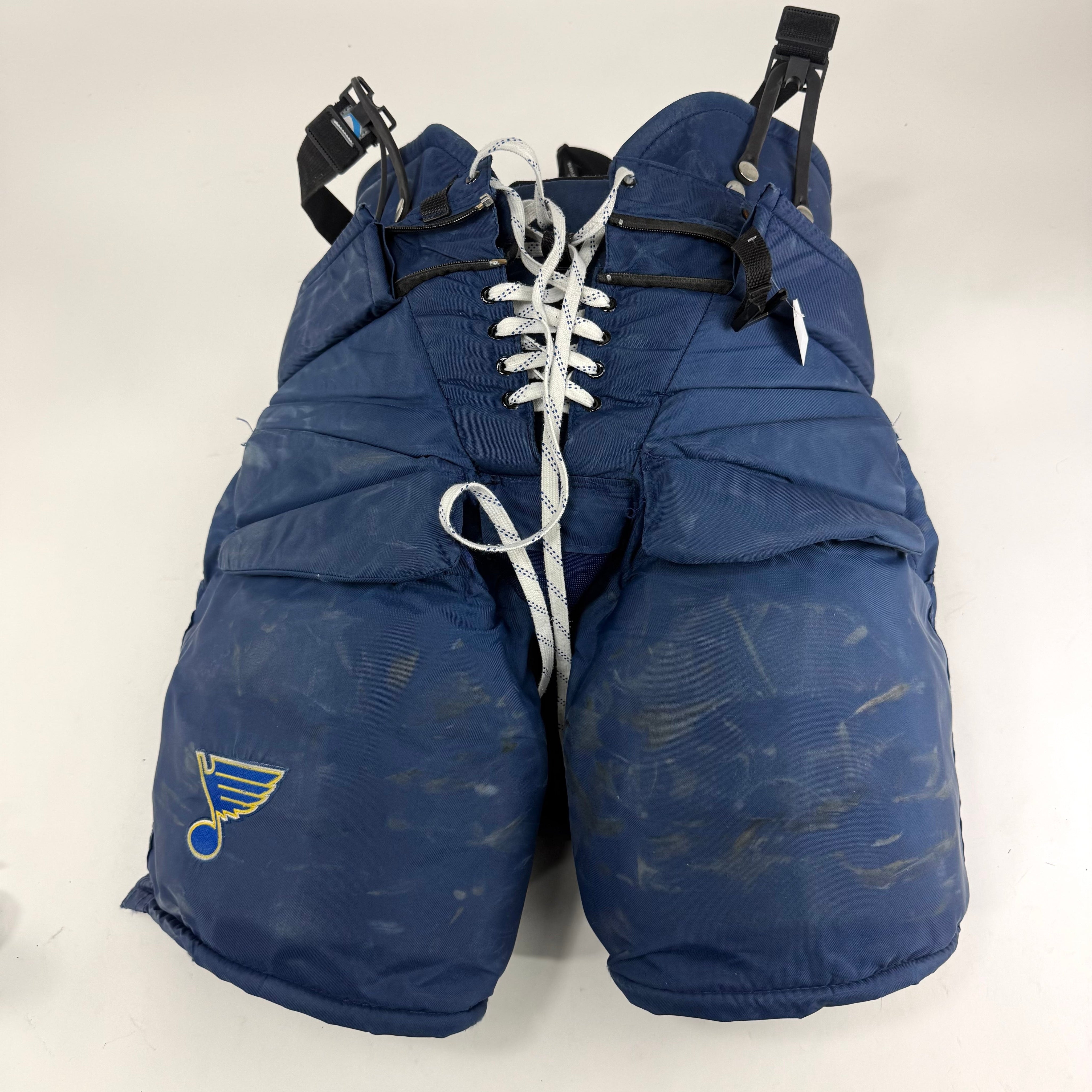 Used STL Blues Navy CCM HPG14A Goalie Pants - Fit 2 - #J631 - Top Flight Hockey