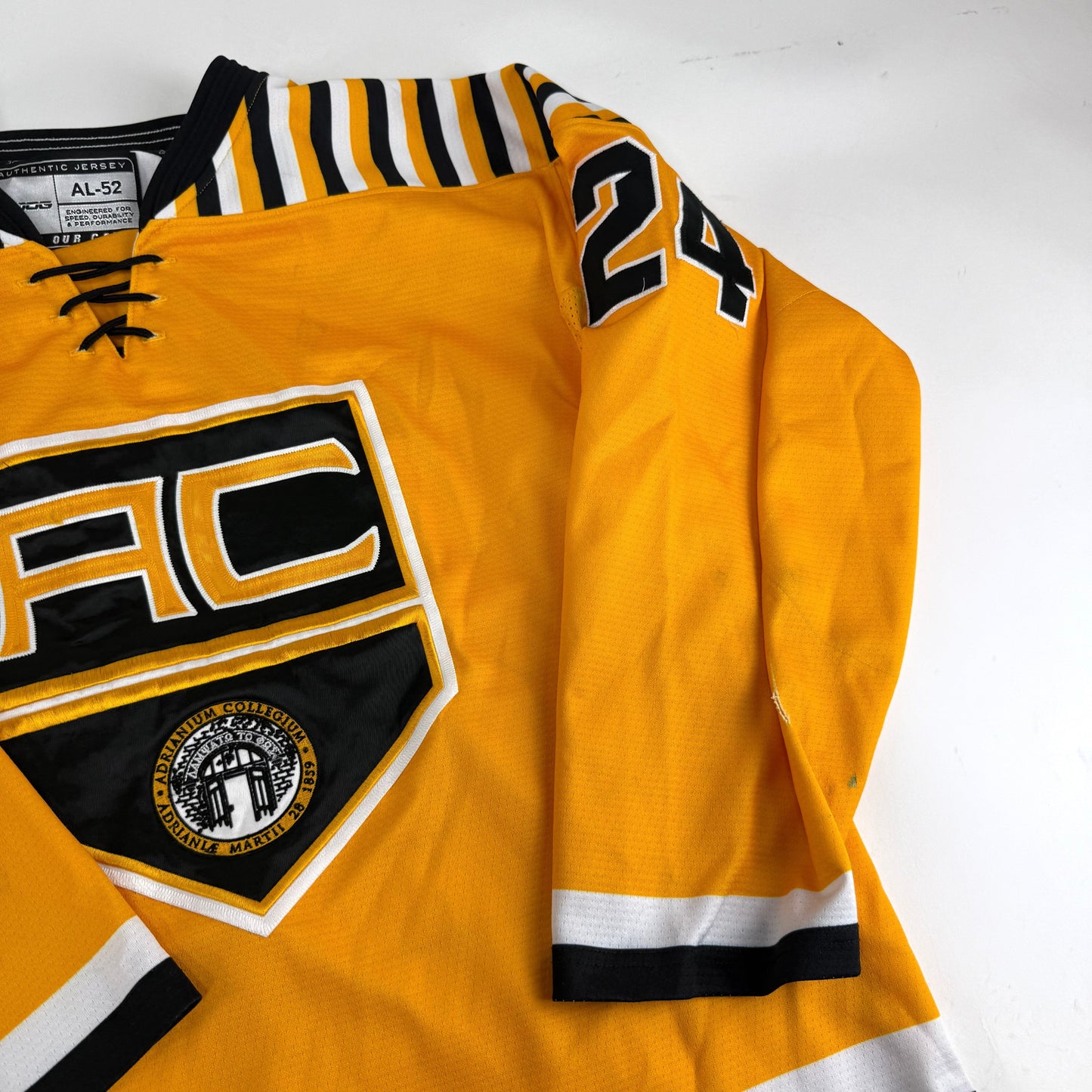 Yellow JOG Adrian College Game Jersey | Size 52 | Noetzel #24 - Top Flight Hockey