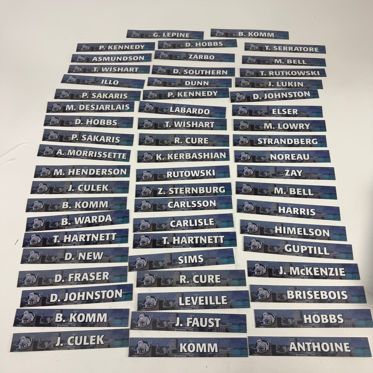 Evansville Icemen Locker Room Nameplates