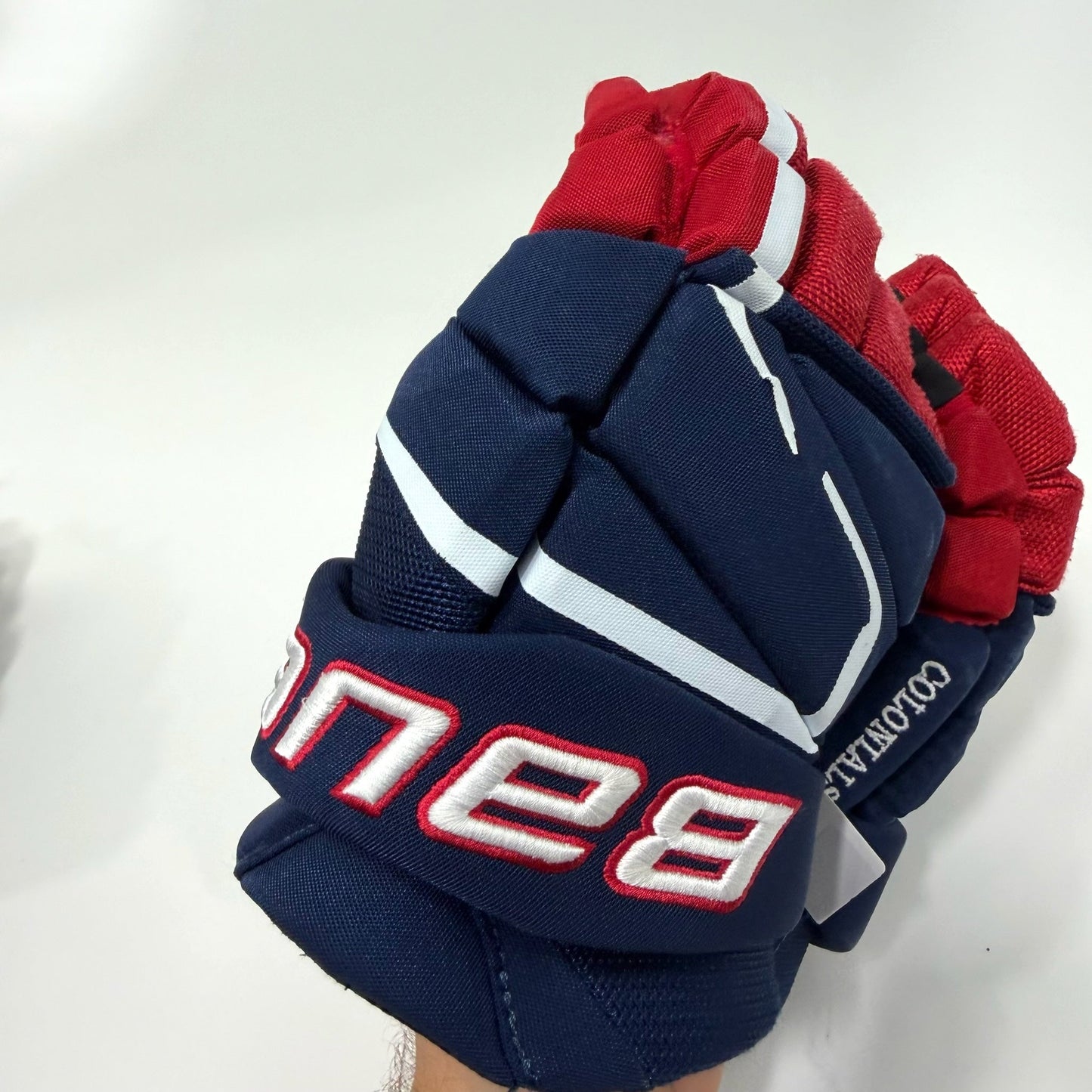 Used Blue Red White Bauer Hyperlite Gloves | 12" | AB806