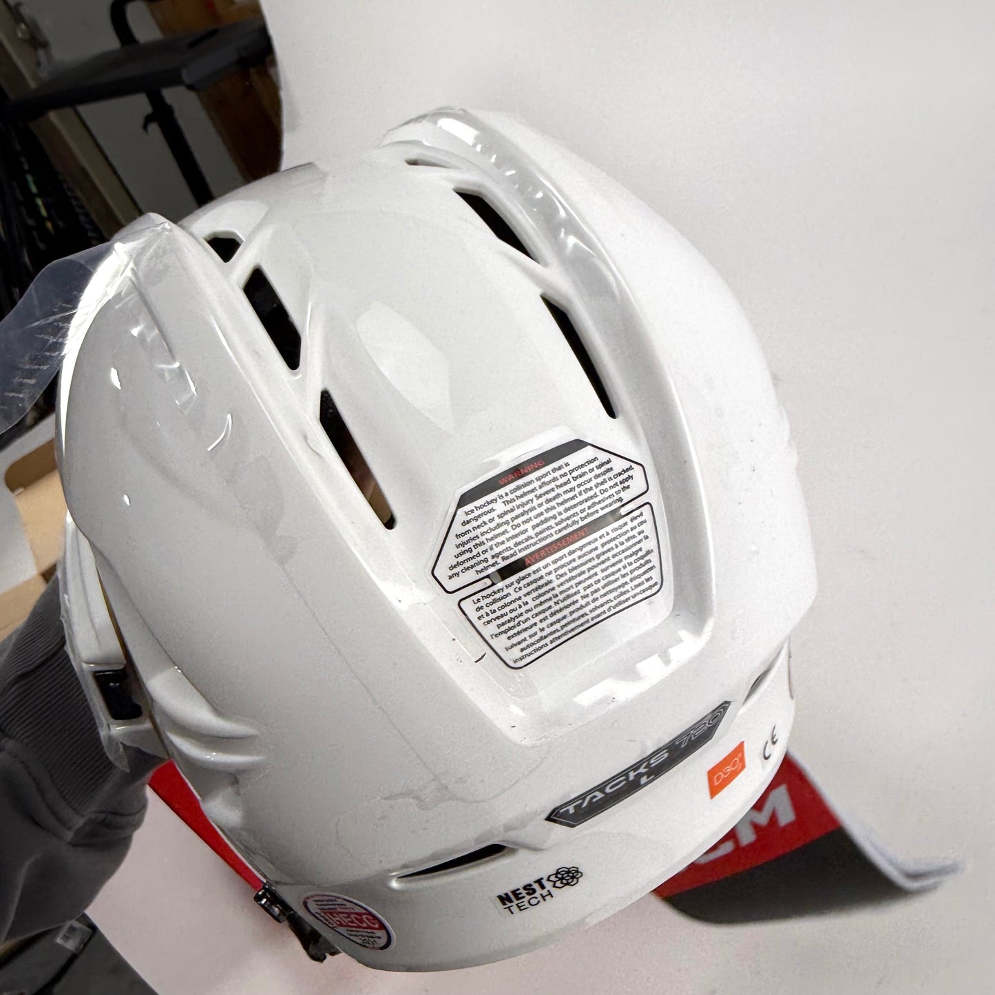 New White CCM Tacks 720 Helmet | Large - Top Flight Hockey