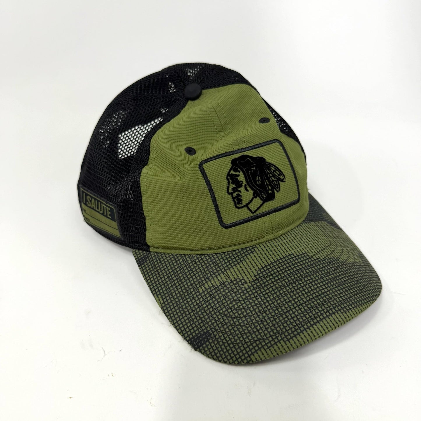 Used Green Camo Chicago Blackhawks Fanatics Hat | R99