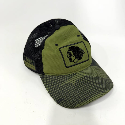 Used Green Camo Chicago Blackhawks Fanatics Hat | R99