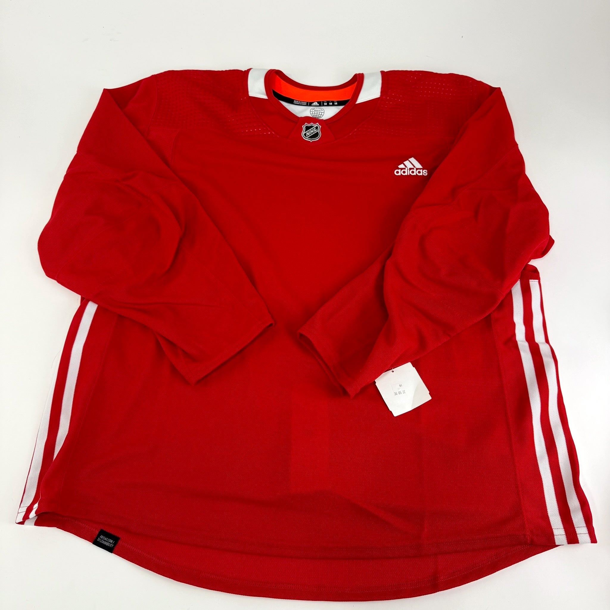 Brand New MIC Red Adidas PRIMEGREEN Practice Jersey - Size 58 - Top Flight Hockey
