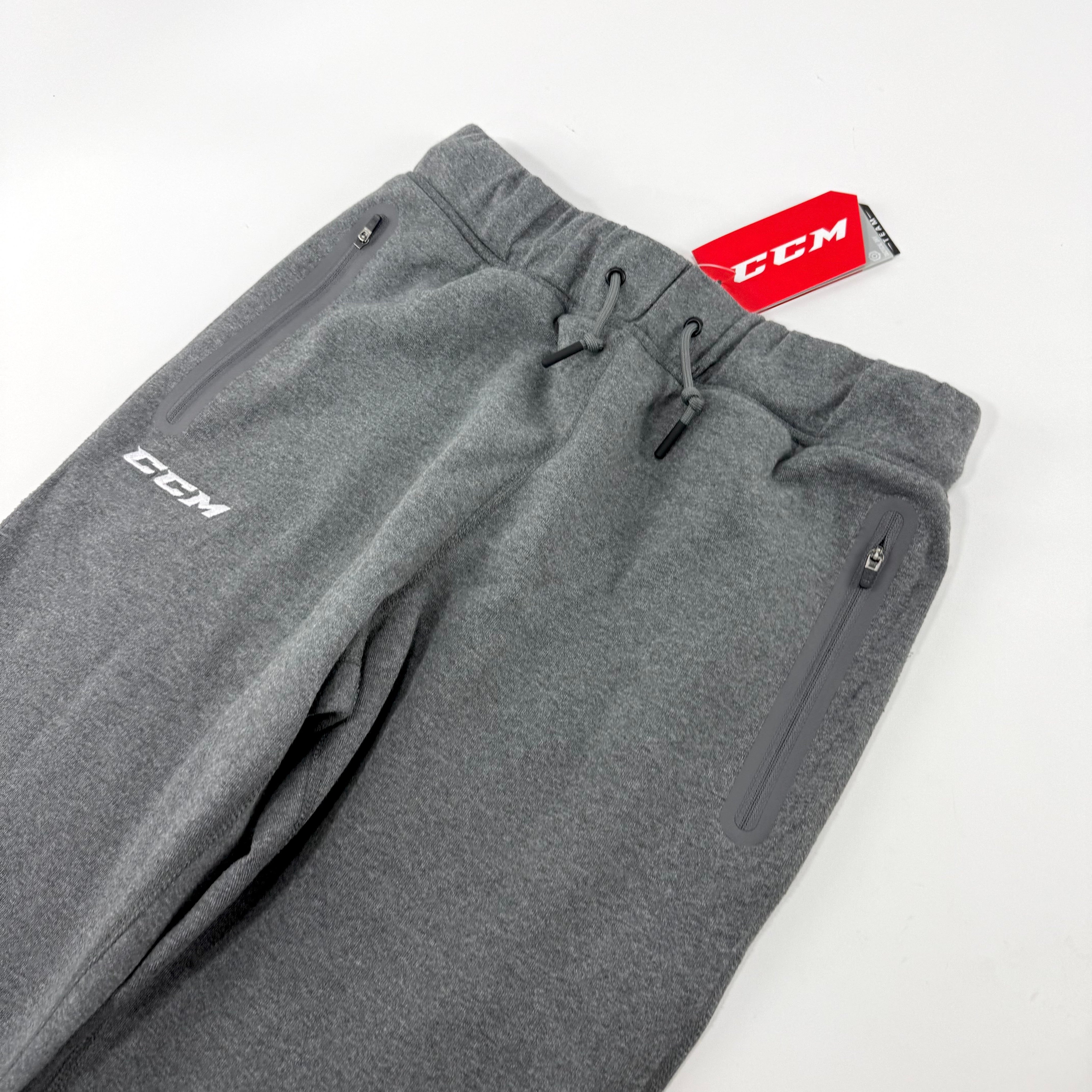 New Dark Grey CCM Mens Premium Tapered Fleece Pant | Senior S | #191520015480 - Top Flight Hockey