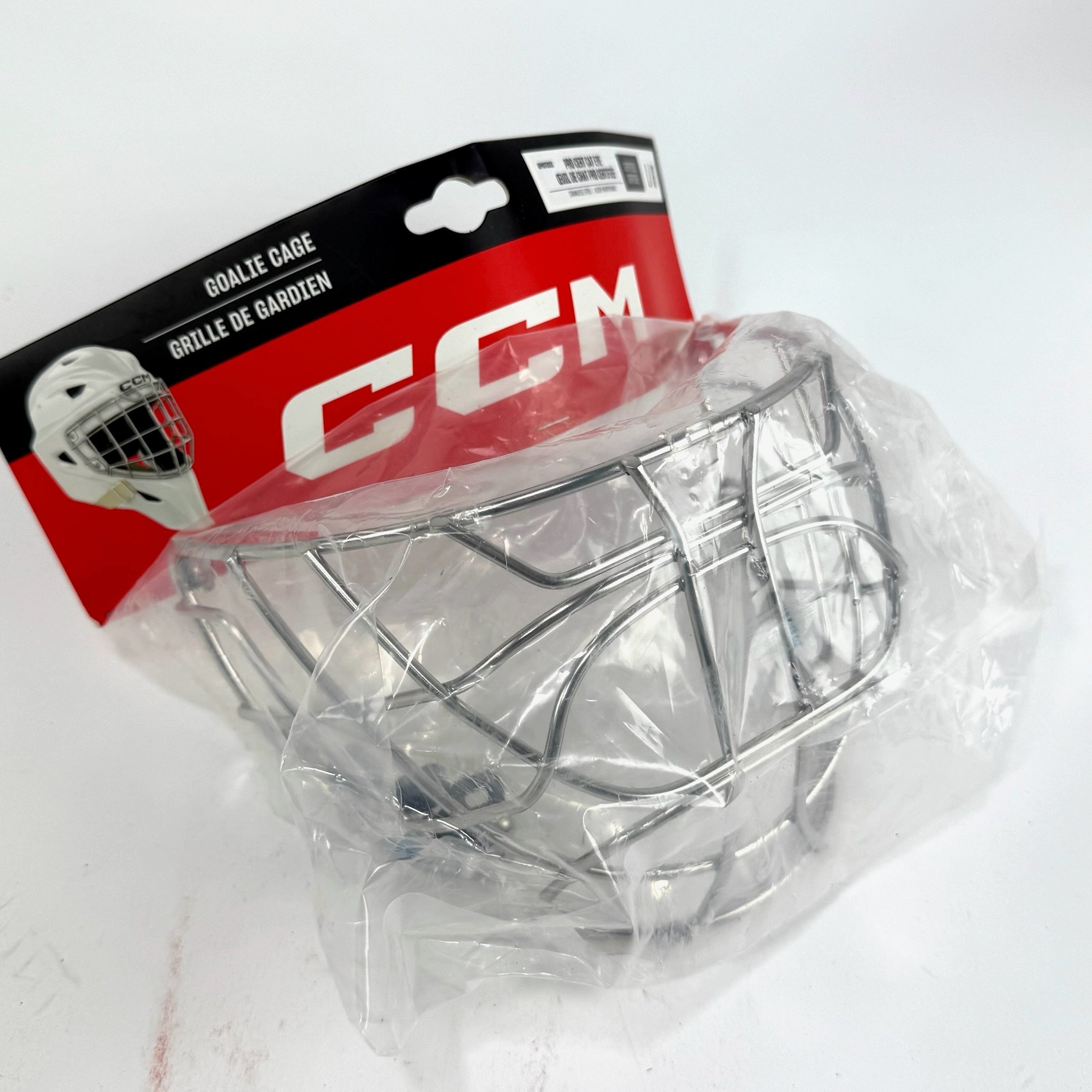 New Chrome CCM Pro Certified Cat Eye Cage | Sr Large - Top Flight Hockey