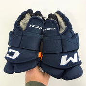 Used Navy CCM Tacks Pro Gloves | 14" | D371