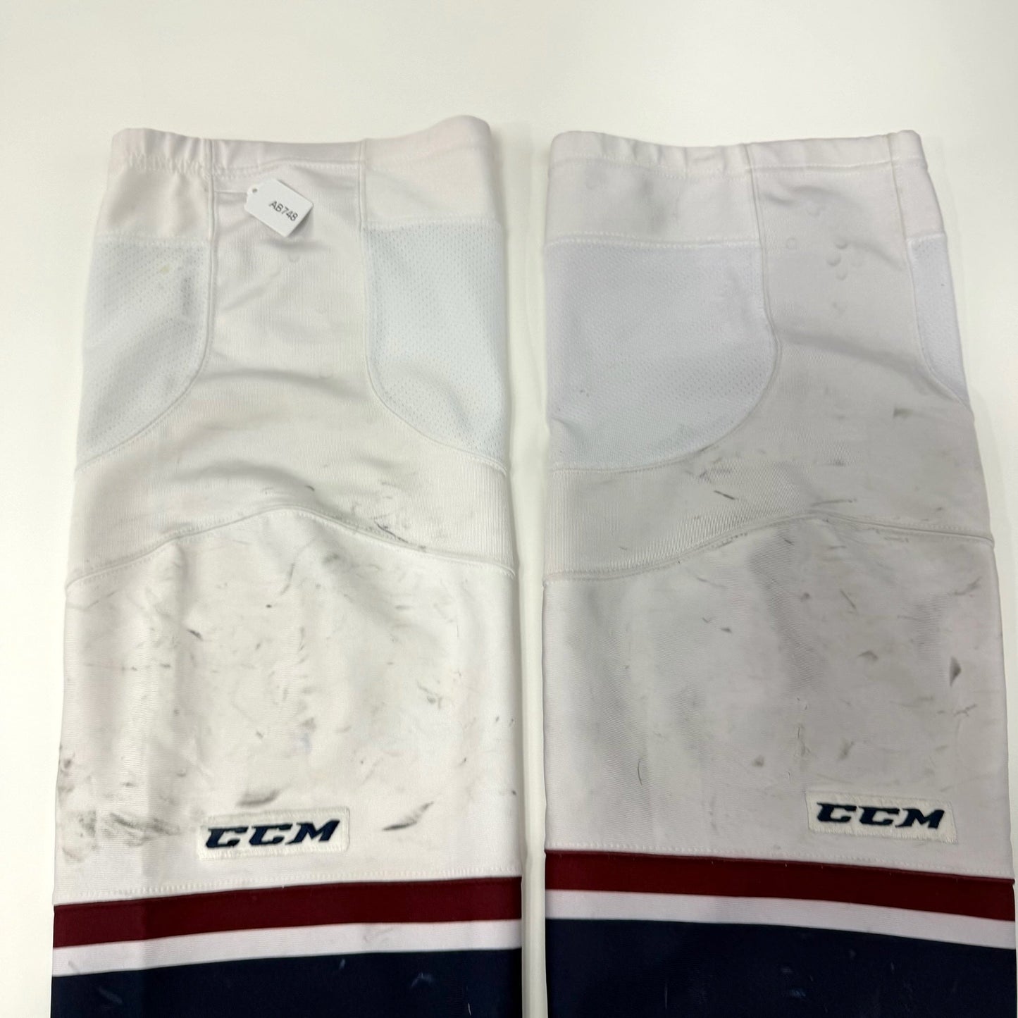 Used White Tulsa Oilers CCM Socks | Large | AB748