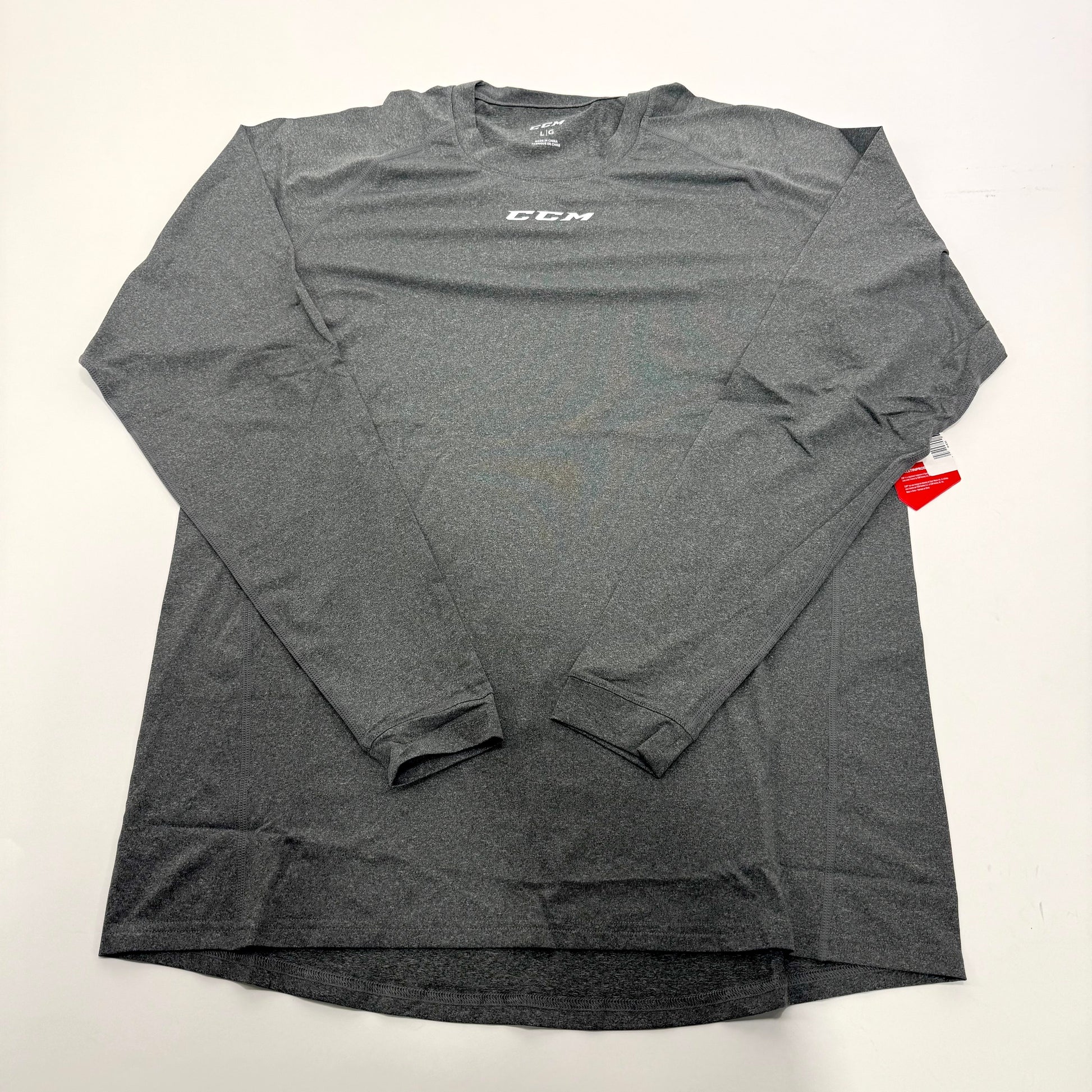 New Grey CCM Mens Loose Fit Long Sleeve Shirt | Senior L | #191520510596 - Top Flight Hockey