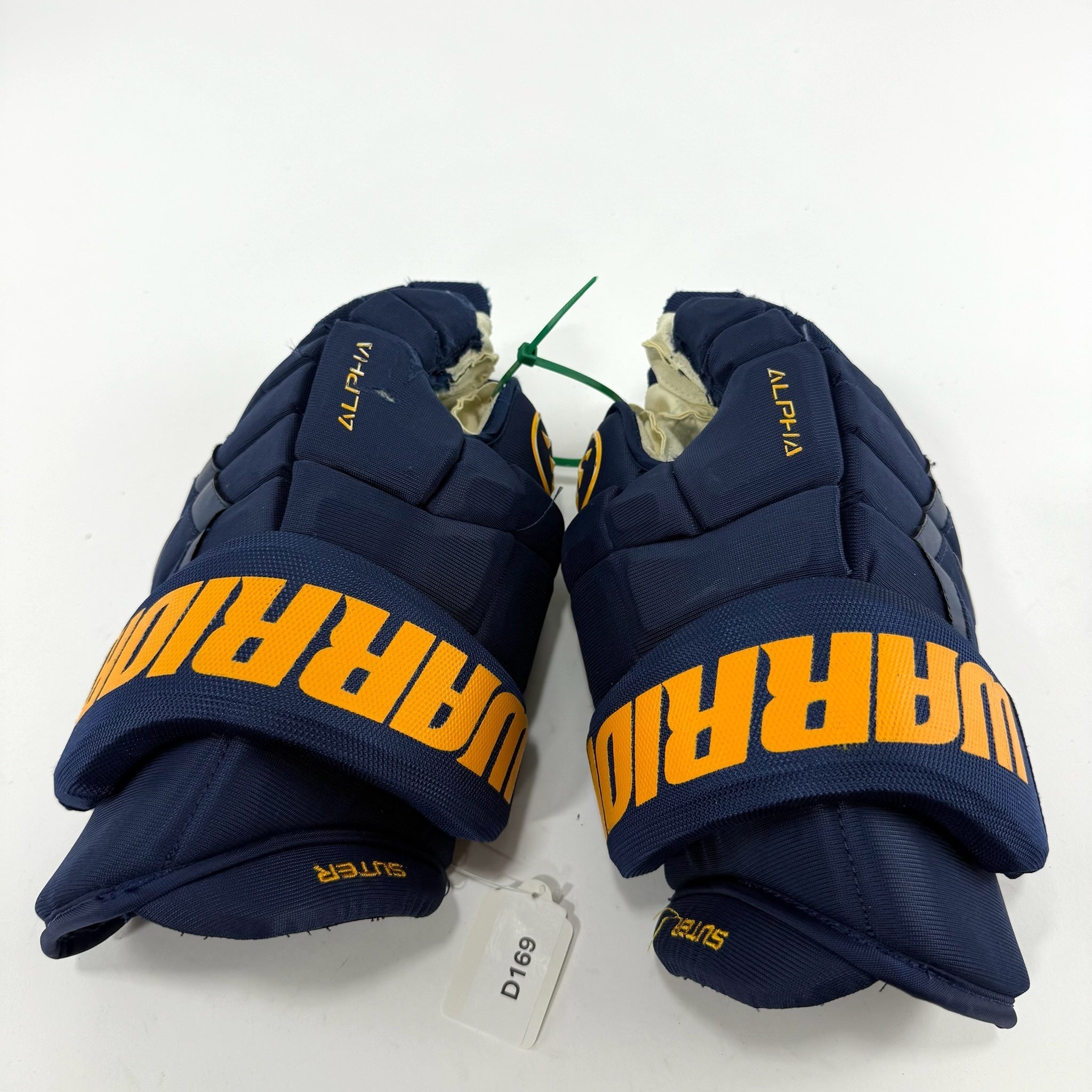 Used Navy STL Blues Warrior Alpha DX Pro Gloves | 14" | Suter | D169 - Top Flight Hockey