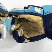 Used Navy, Baby Blue, White CCM Pro V Gloves | 12" | Maine Blackbears | B624 - Top Flight Hockey