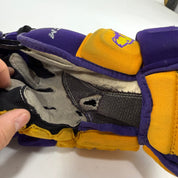 Used Yellow and Purple CCM 4 Roll Pro Gloves | 14" | E453 - Top Flight Hockey
