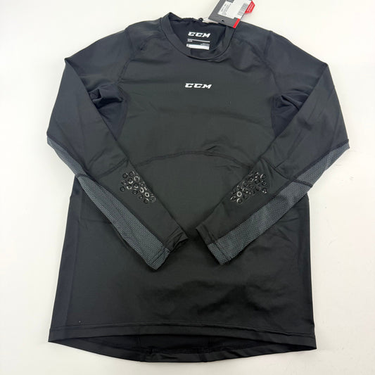 New Black CCM Compression Long Sleeve Top with Gel | Youth M | #191520511029