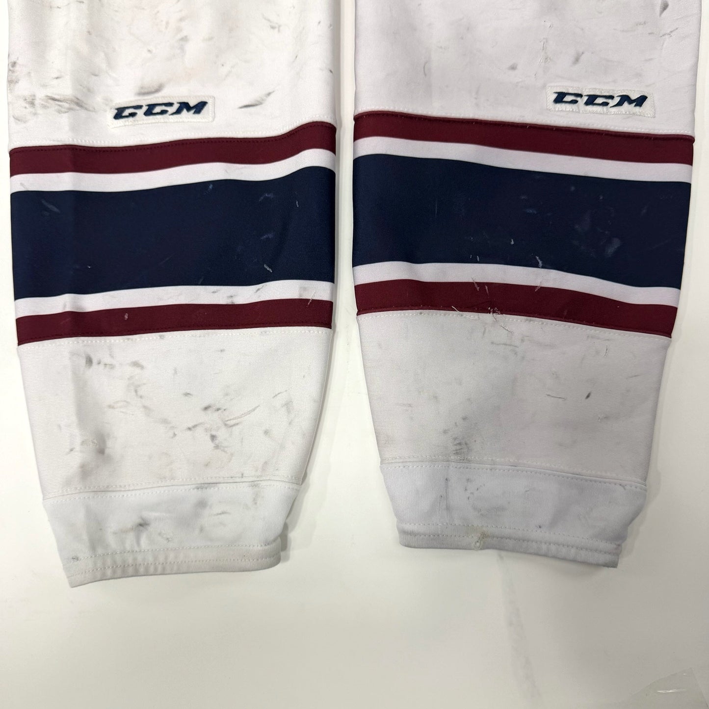 Used White Tulsa Oilers CCM Socks | Large | AB748