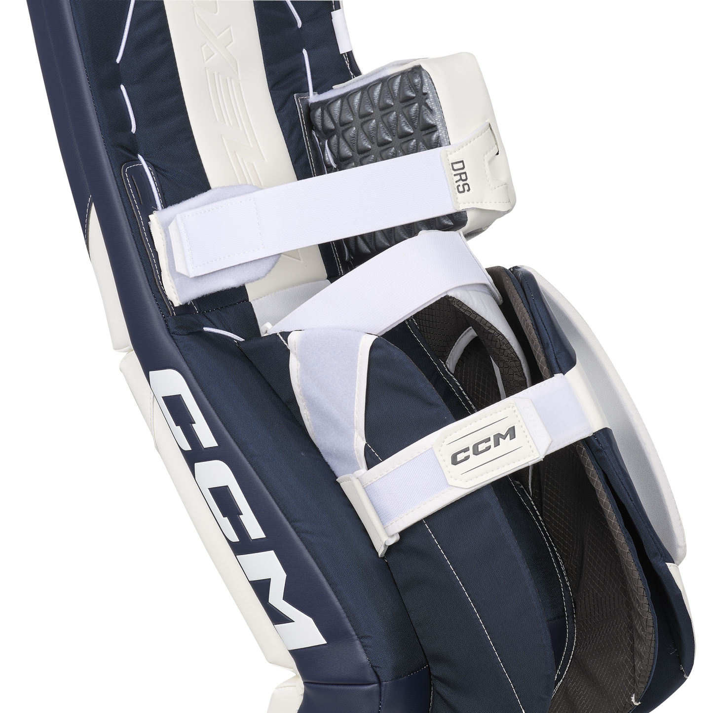New CCM White E Flex 6.9 Goalie Leg Pads | 33+1" | #191520631574