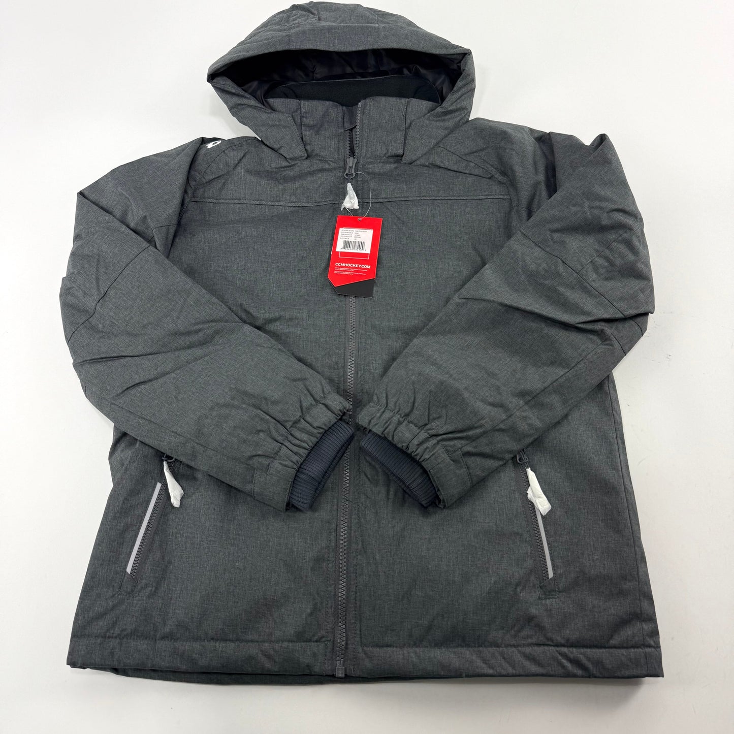 New Dark Grey CCM Youth Team Winter Jacket | Youth L | #888600282909 - Top Flight Hockey