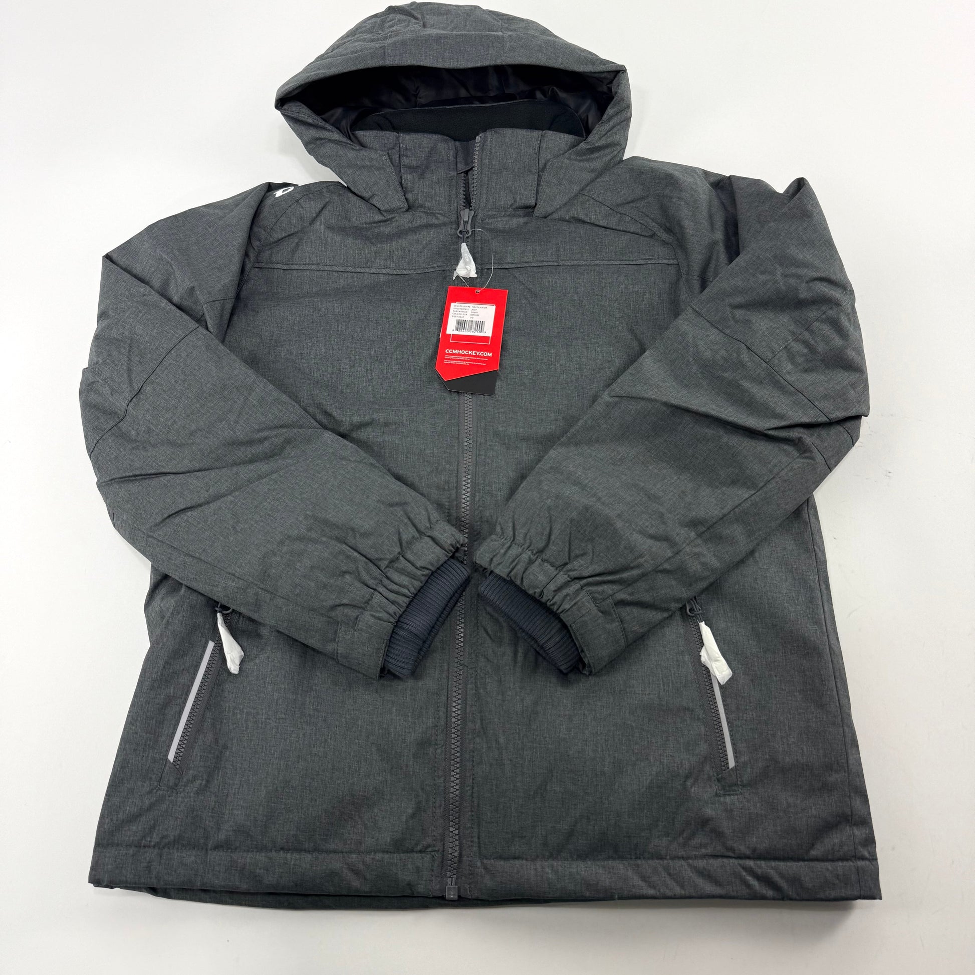 New Dark Grey CCM Youth Team Winter Jacket | Youth L | #888600282909 - Top Flight Hockey
