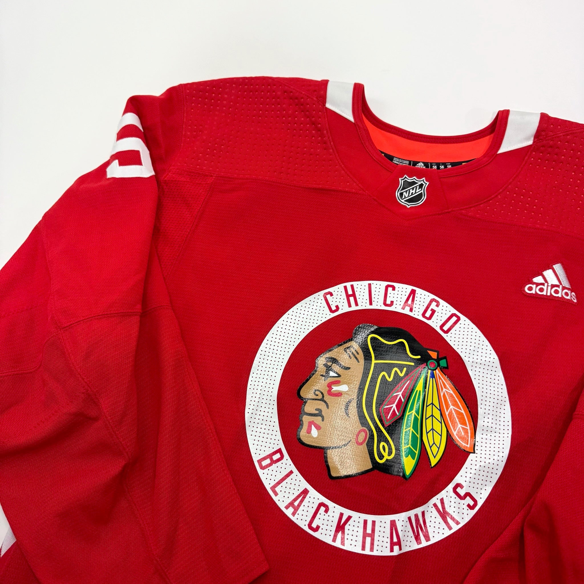 Used Red Chicago Blackhawks Adidas MIC Practice Jersey | Size 58 | Tuulola #5 - Top Flight Hockey