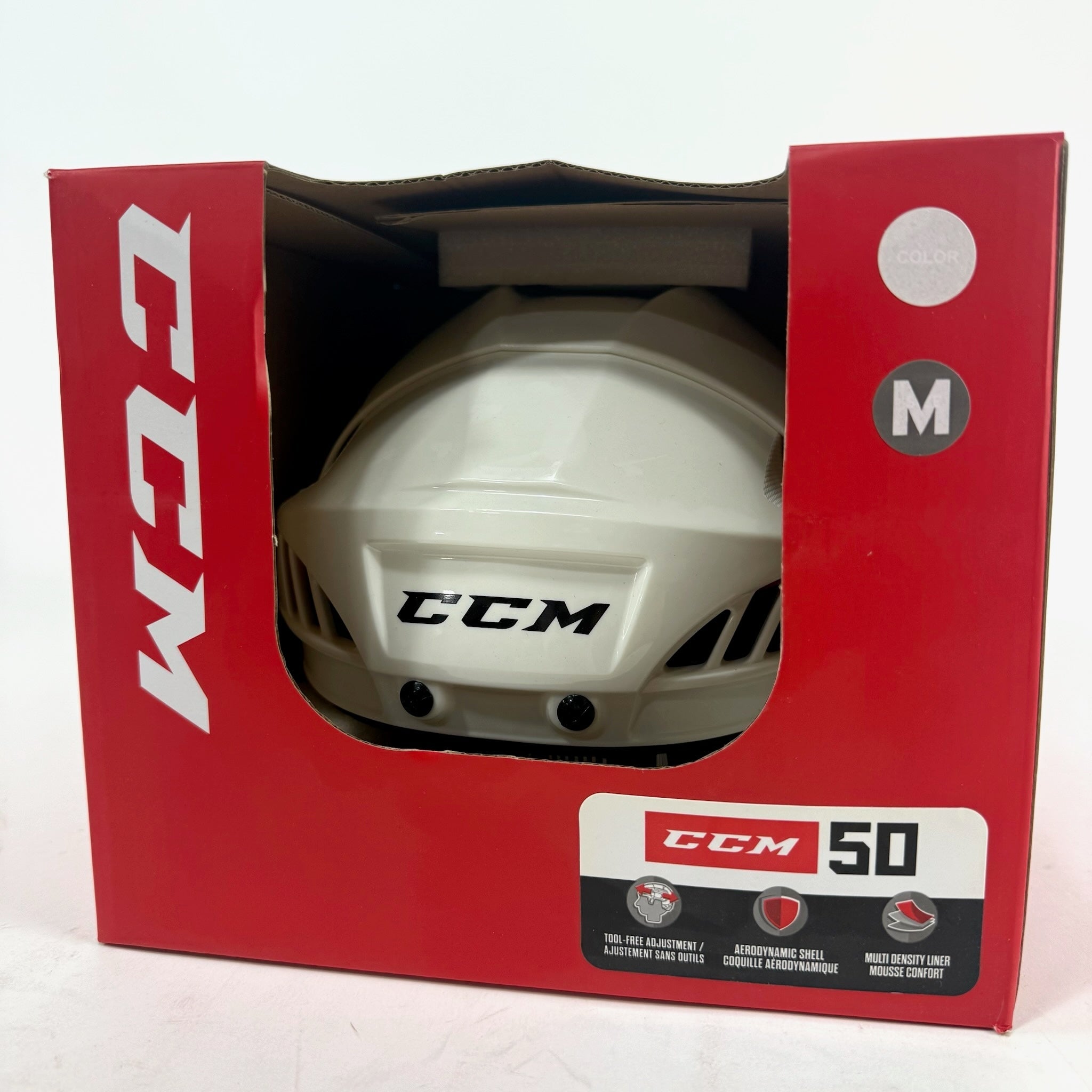 New White CCM 50 Helmet | Medium - Top Flight Hockey