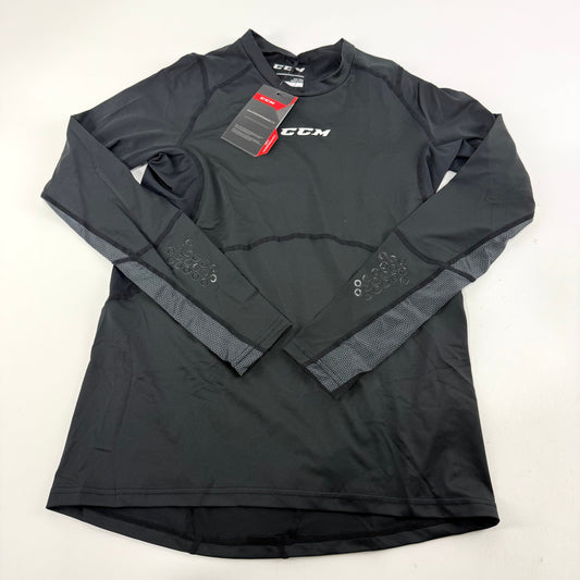 New Black CCM Mens Baselayer Long Sleeve Top with Gel | Senior S | #191520510213
