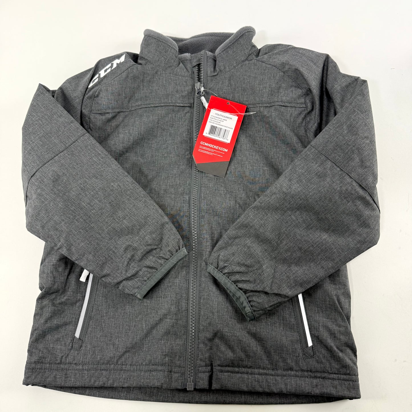 New Dark Grey CCM Youth Team Premium Mid Weight Jacket | Youth XS | #888600267586 - Top Flight Hockey