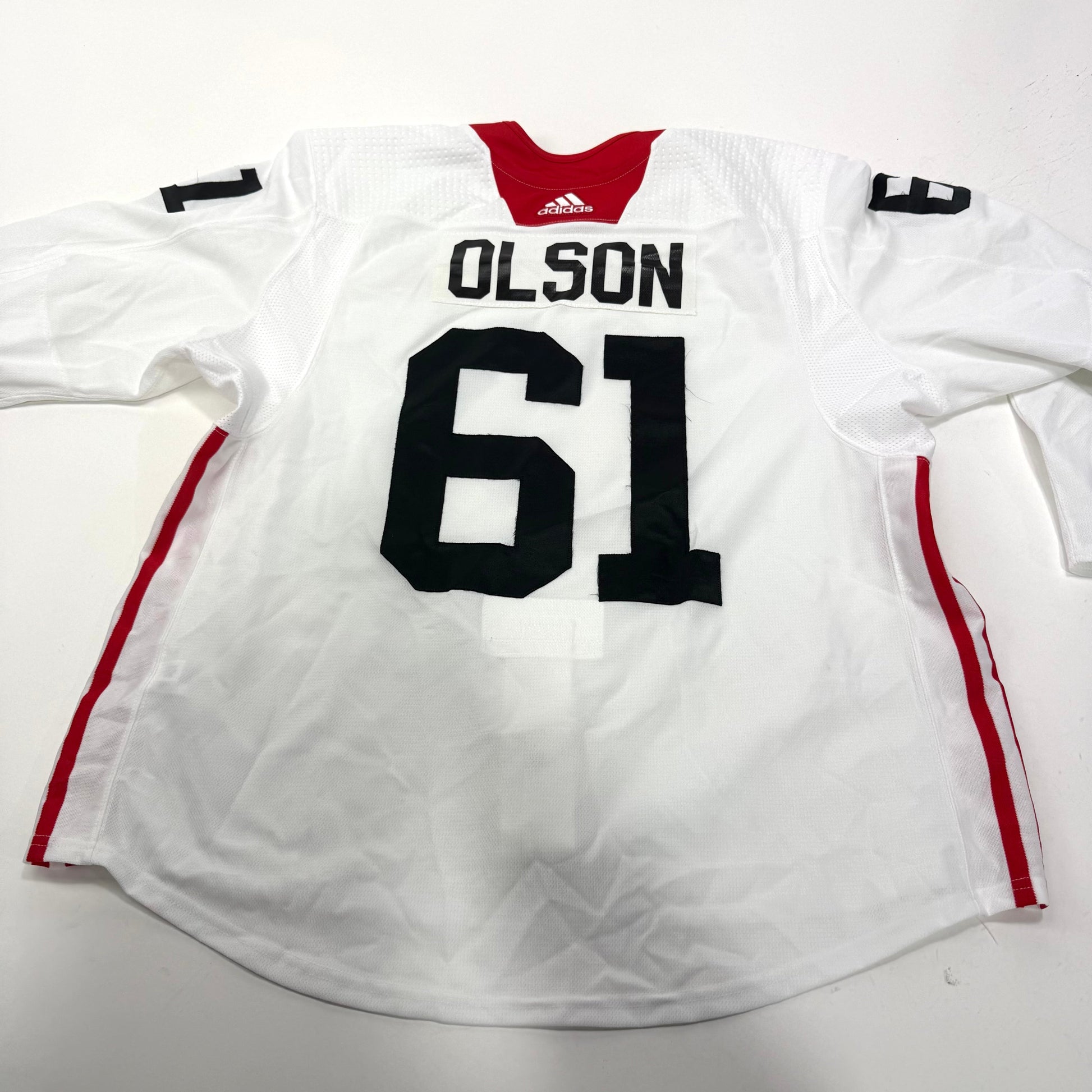 Used White Chicago Blackhawks Adidas MIC Practice Jersey | Size 56 | Olson #61 - Top Flight Hockey
