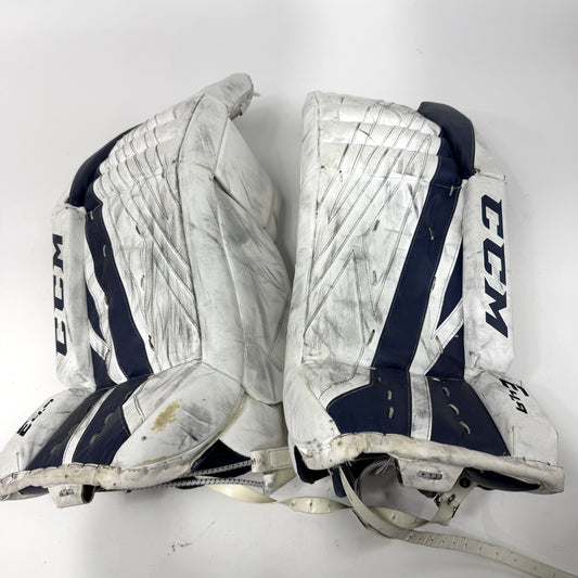 Used White and Navy CCM Eflex 4.9 Goalie Pads | 30+1" | AB369 - Top Flight Hockey