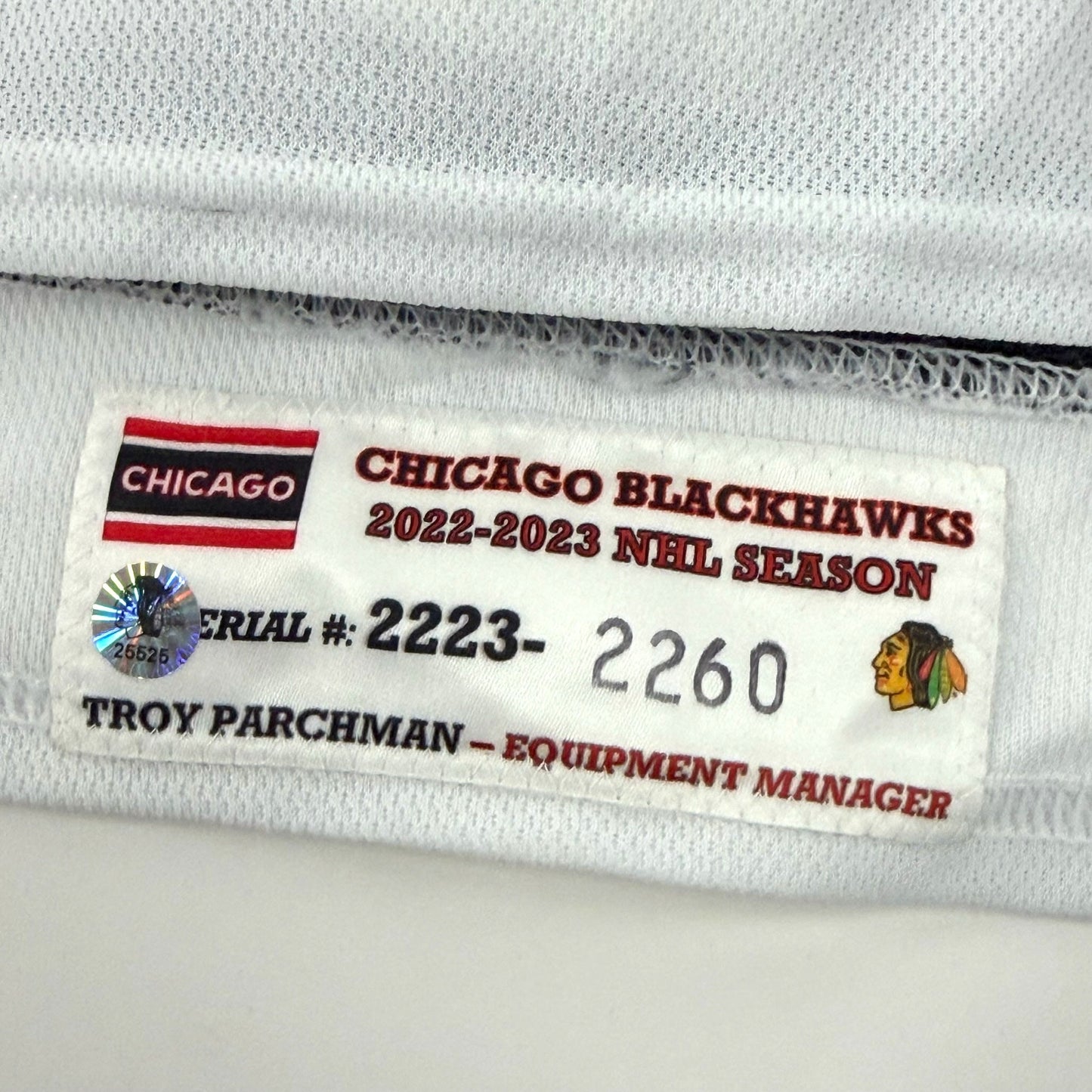 Philipp Kurashev #23 Away Chicago Blackhawks Game Worn Jersey 2022-2023, Set 2 | 2260-25525