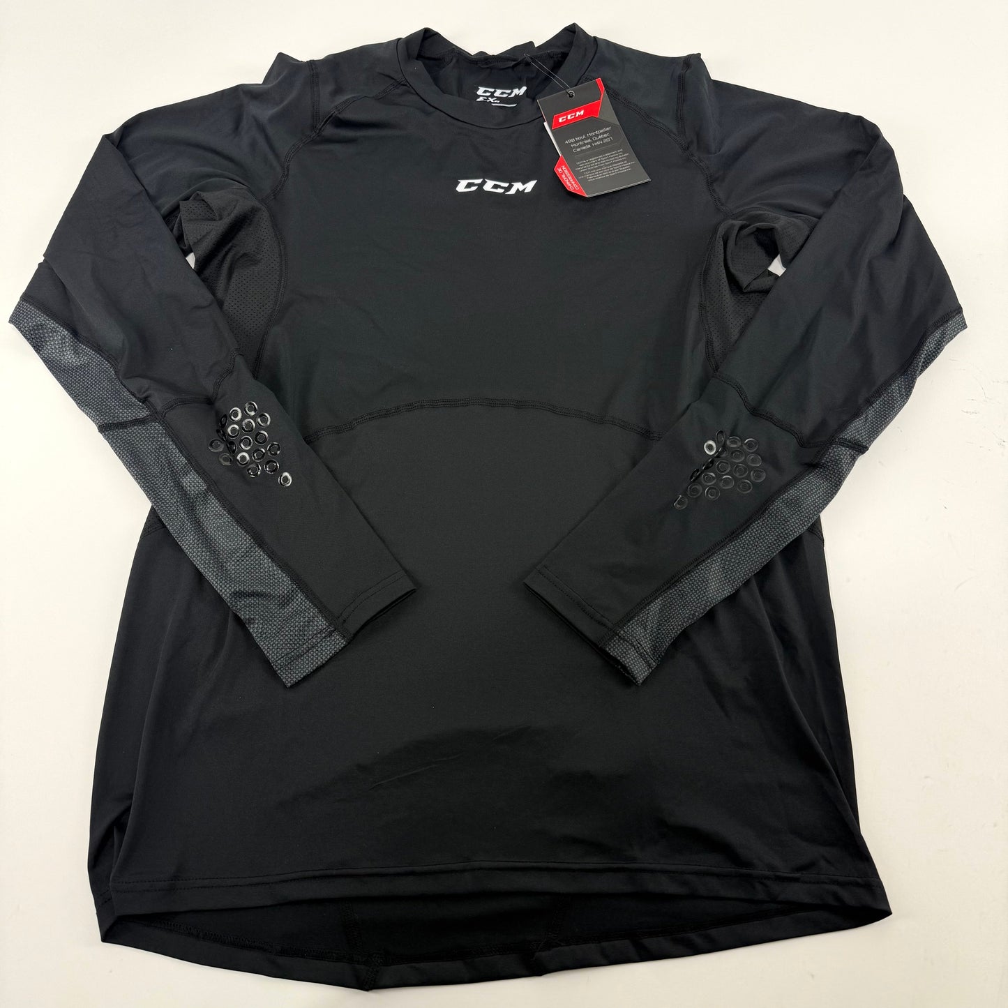 New Black CCM Mens Baselayer Long Sleeve Top with Gel | Senior L | #191520510251