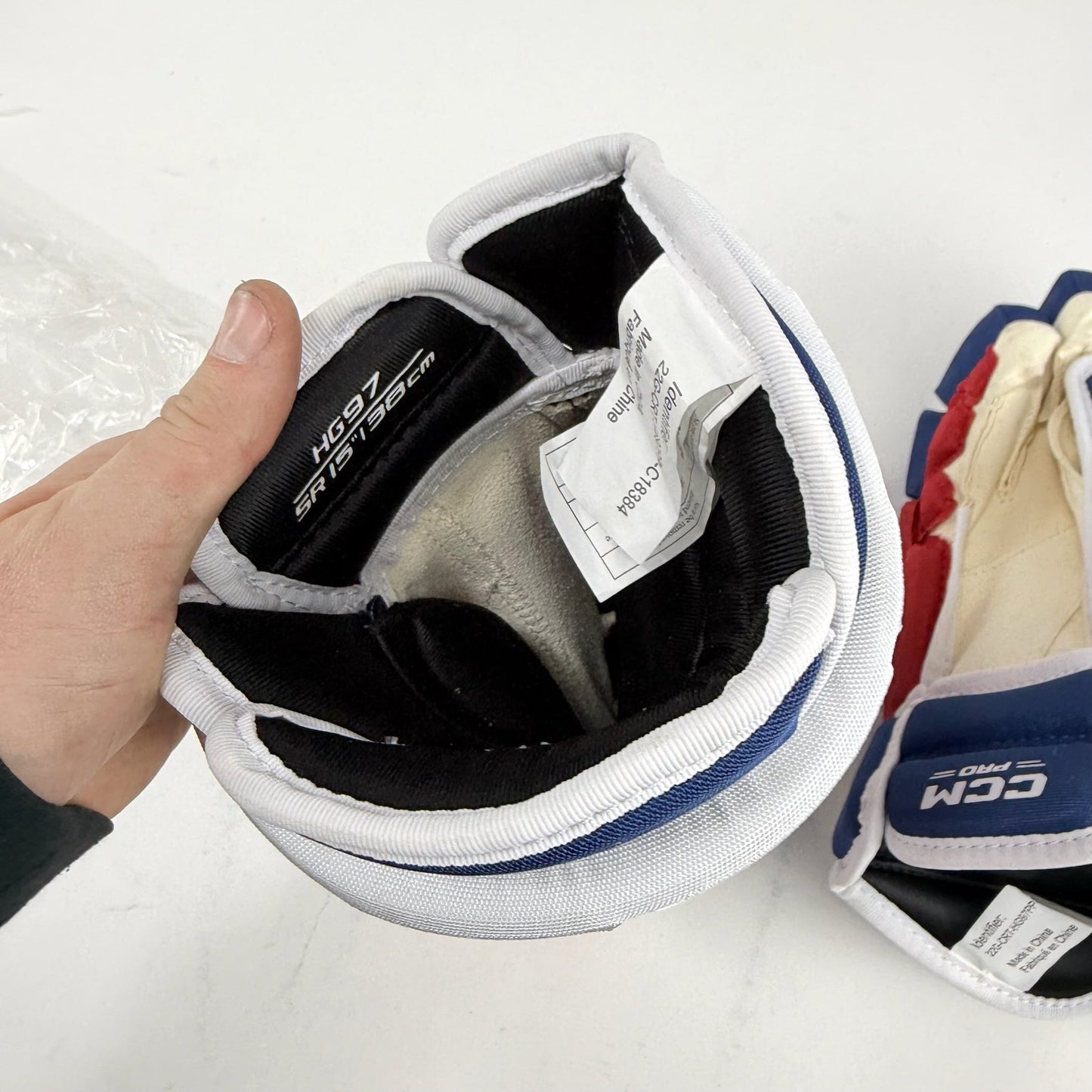 New Red White Blue CCM HG97 Gloves | New York Rangers | 15" - #191035360167