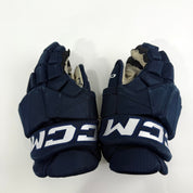 Used Navy CCM Tacks Pro Gloves | 14" | D373
