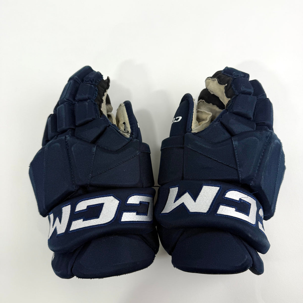 Used Navy CCM Tacks Pro Gloves | 14" | D373 - Top Flight Hockey