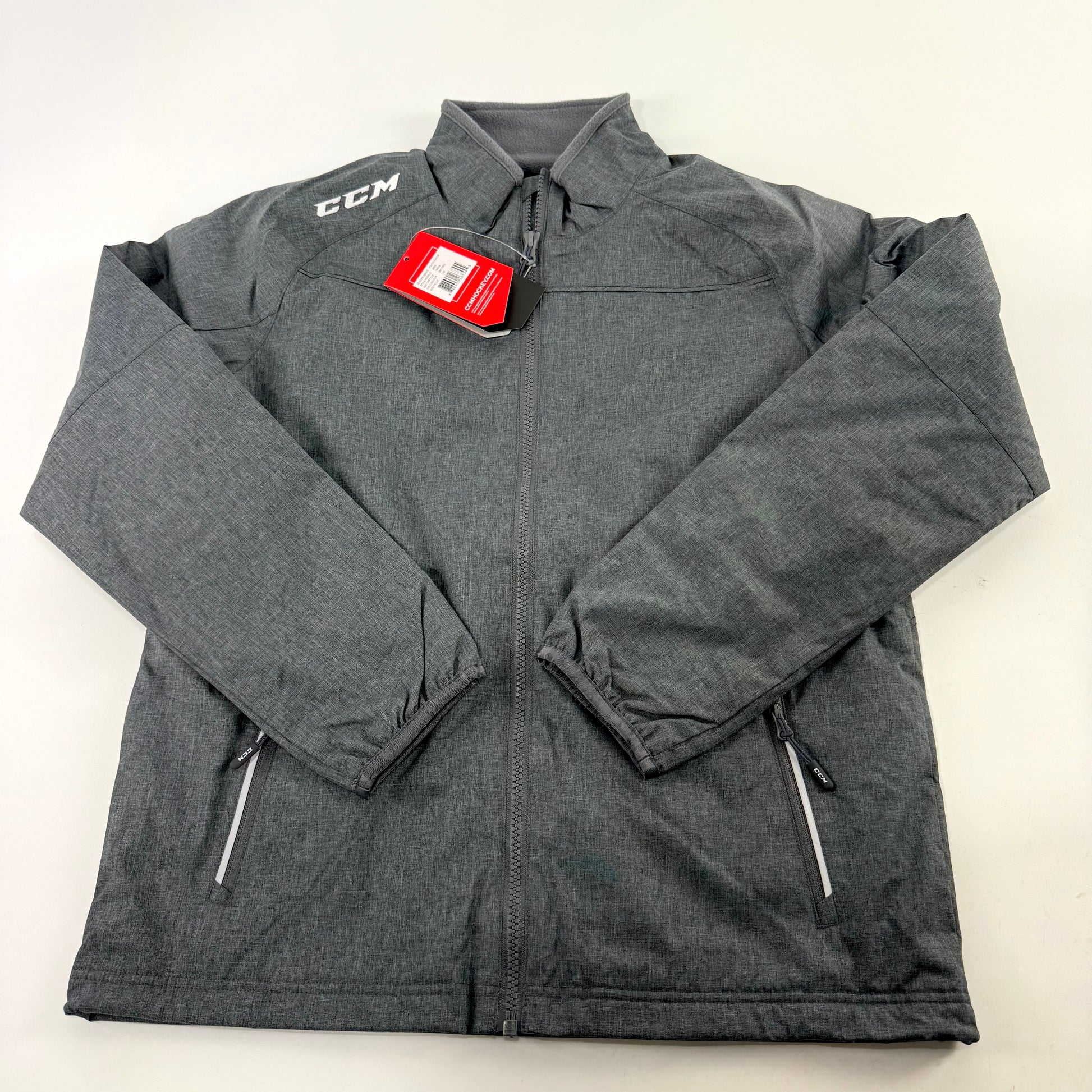 New Dark Grey CCM Team Premium Mid Weight Jacket | Youth L | #888600267555 - Top Flight Hockey