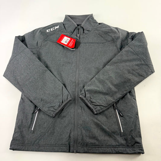 New Dark Grey CCM Team Premium Mid Weight Jacket | Youth L | #888600267555 - Top Flight Hockey