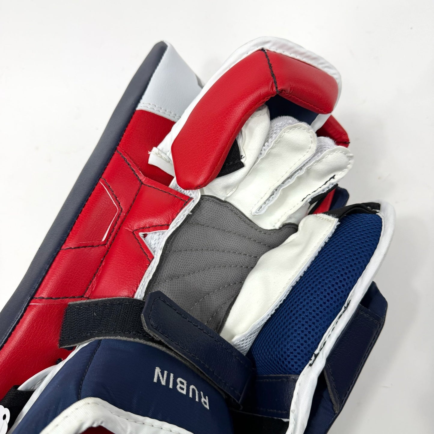 New Regular Navy/Red/White Vaughn V10 Pro Carbon Goalie Blocker | Senior | AB528
