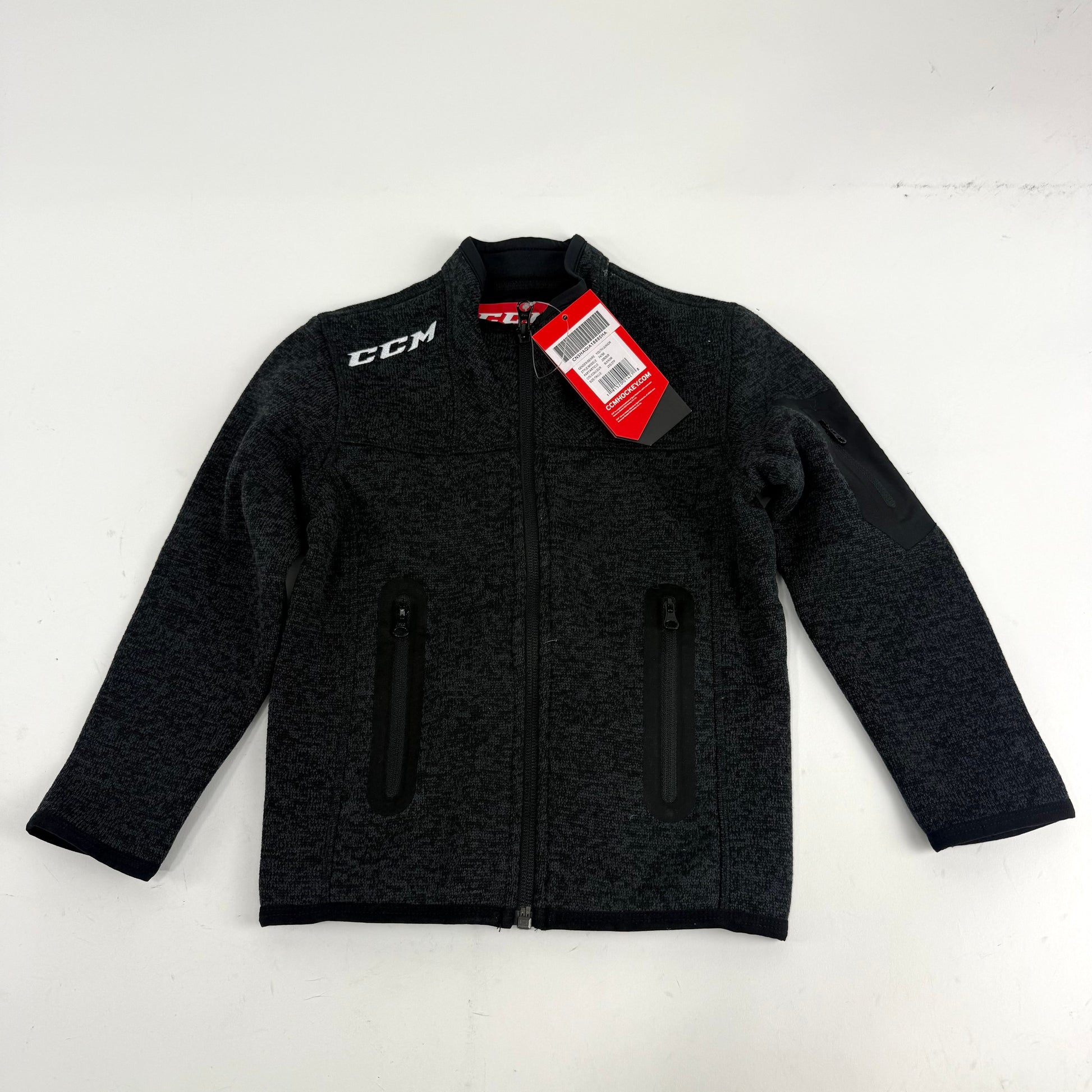 New CCM Black Fleece Zip Up | Youth 2XS | #191520014278 - Top Flight Hockey