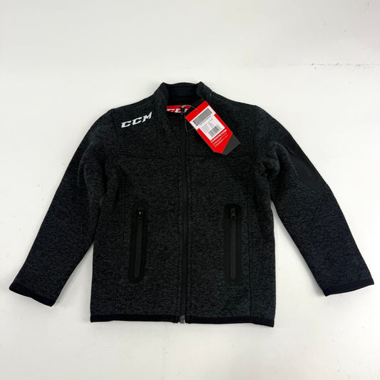 New CCM Black Fleece Zip Up | Youth 2XS | #191520014278 - Top Flight Hockey