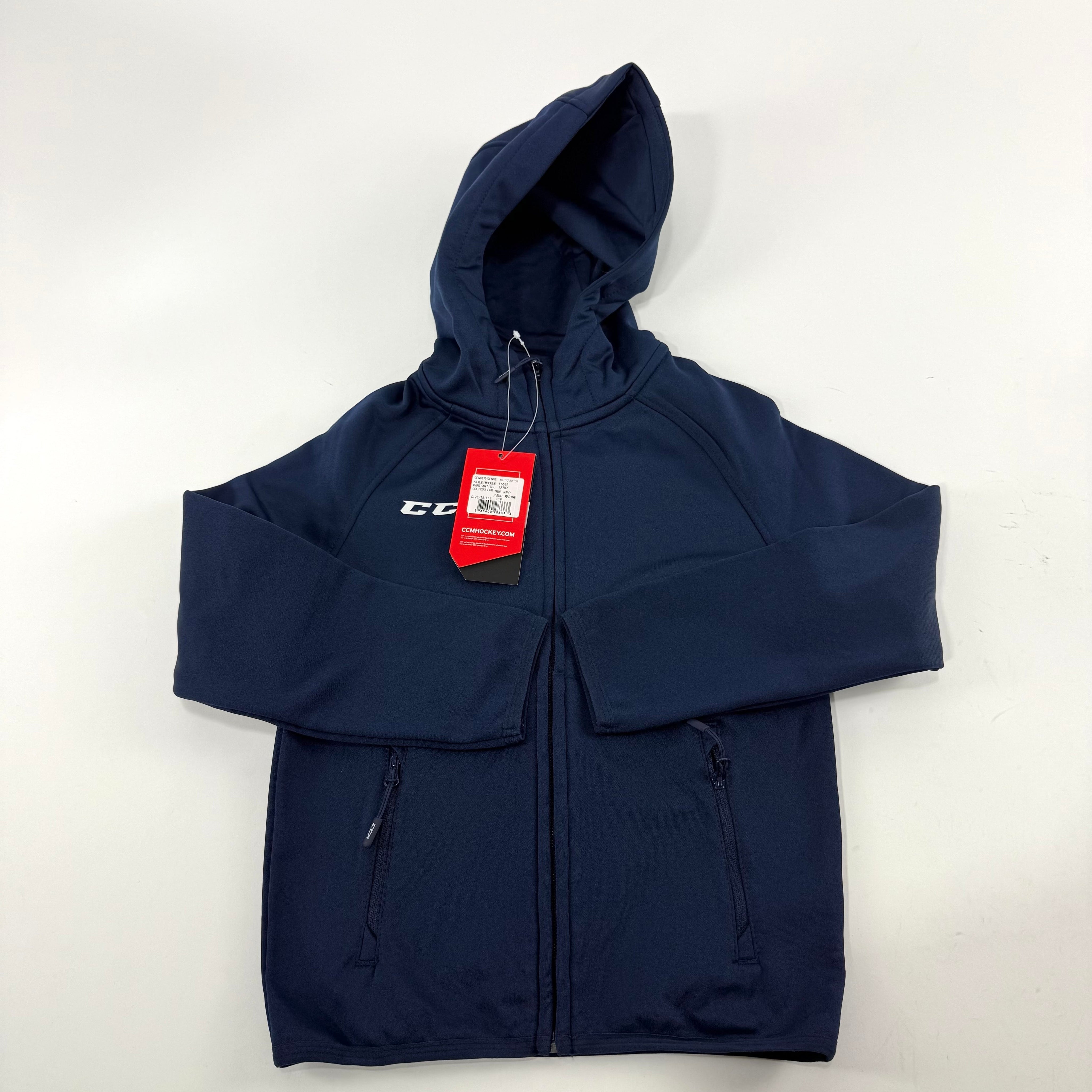New Navy CCM Youth Full Zip Performance Hoodie | Youth S | #888600283333 - Top Flight Hockey