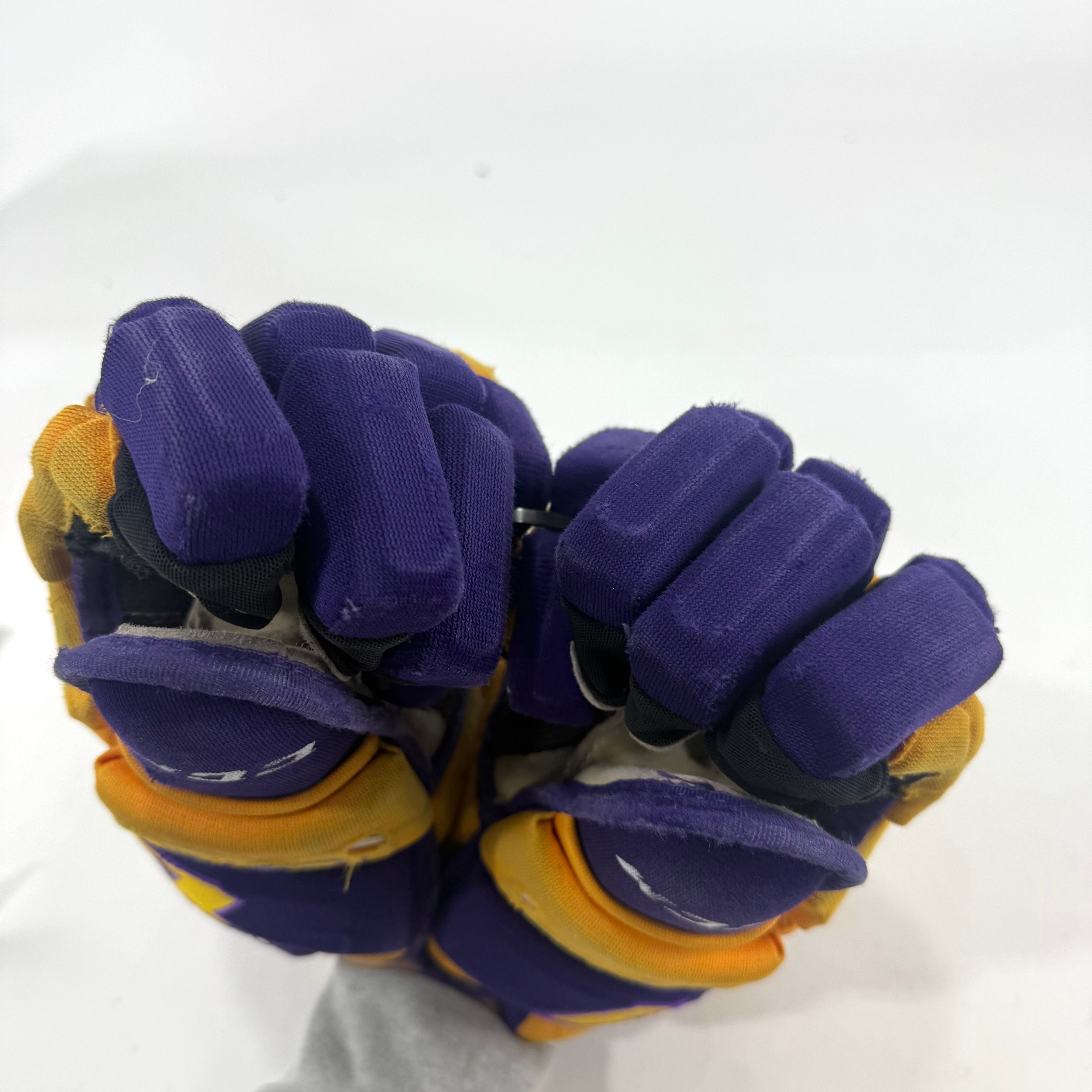 Used Yellow and Purple CCM 4 Roll Pro Gloves | 14" | E454 - Top Flight Hockey