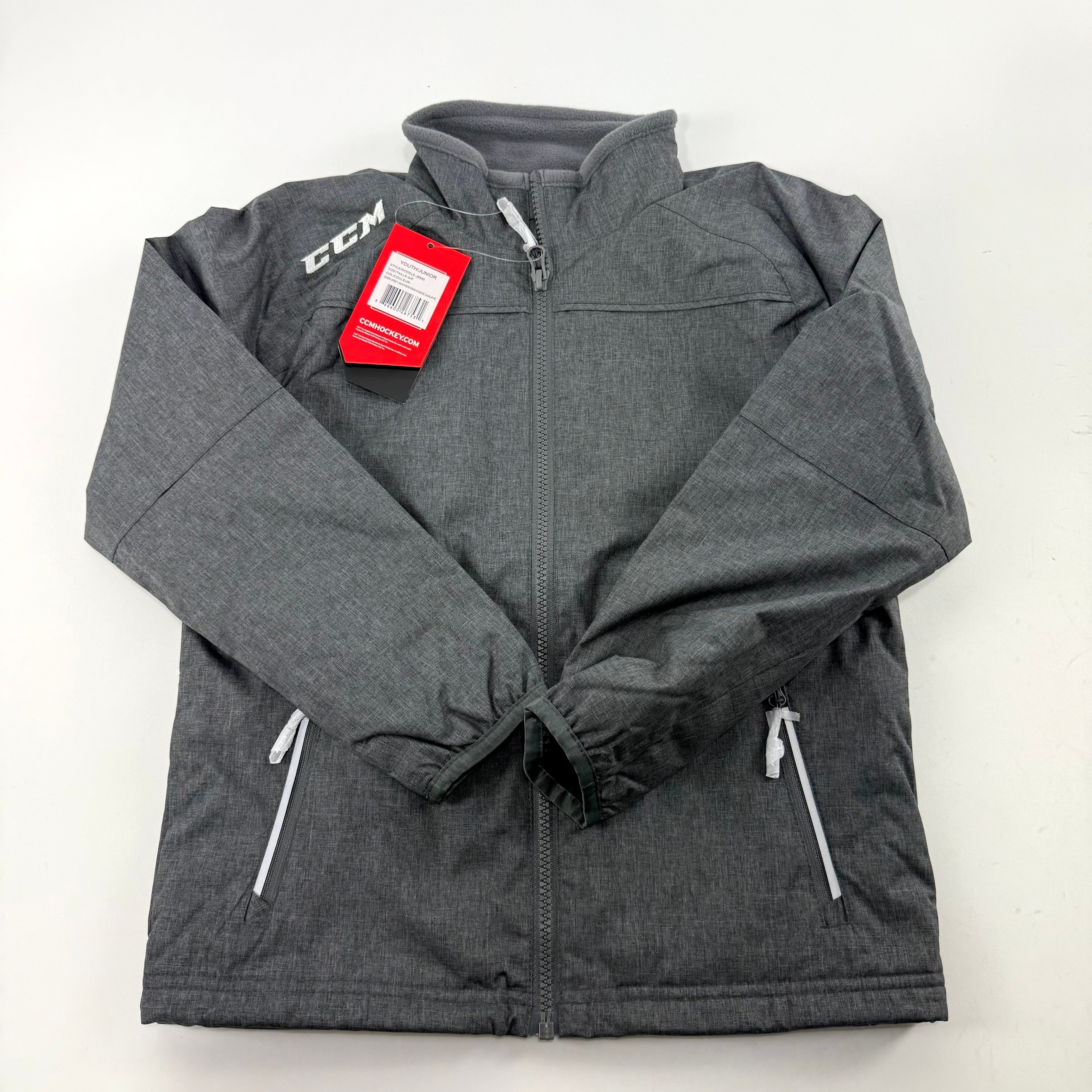 New Dark Grey CCM Youth Team Premium Mid Weight Jacket | Youth S | #888600267531 - Top Flight Hockey