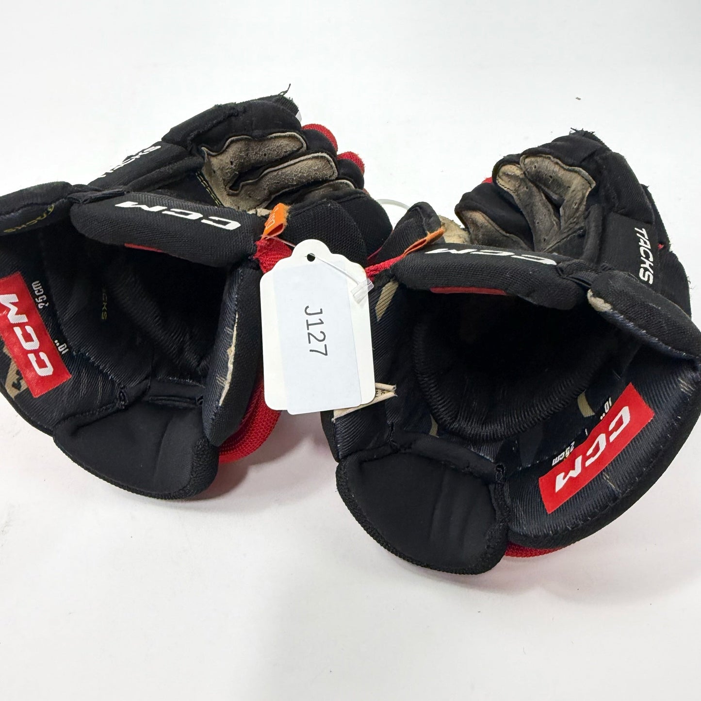 Used Black/Red CCM Tacks AS580 Gloves | 10" | J127